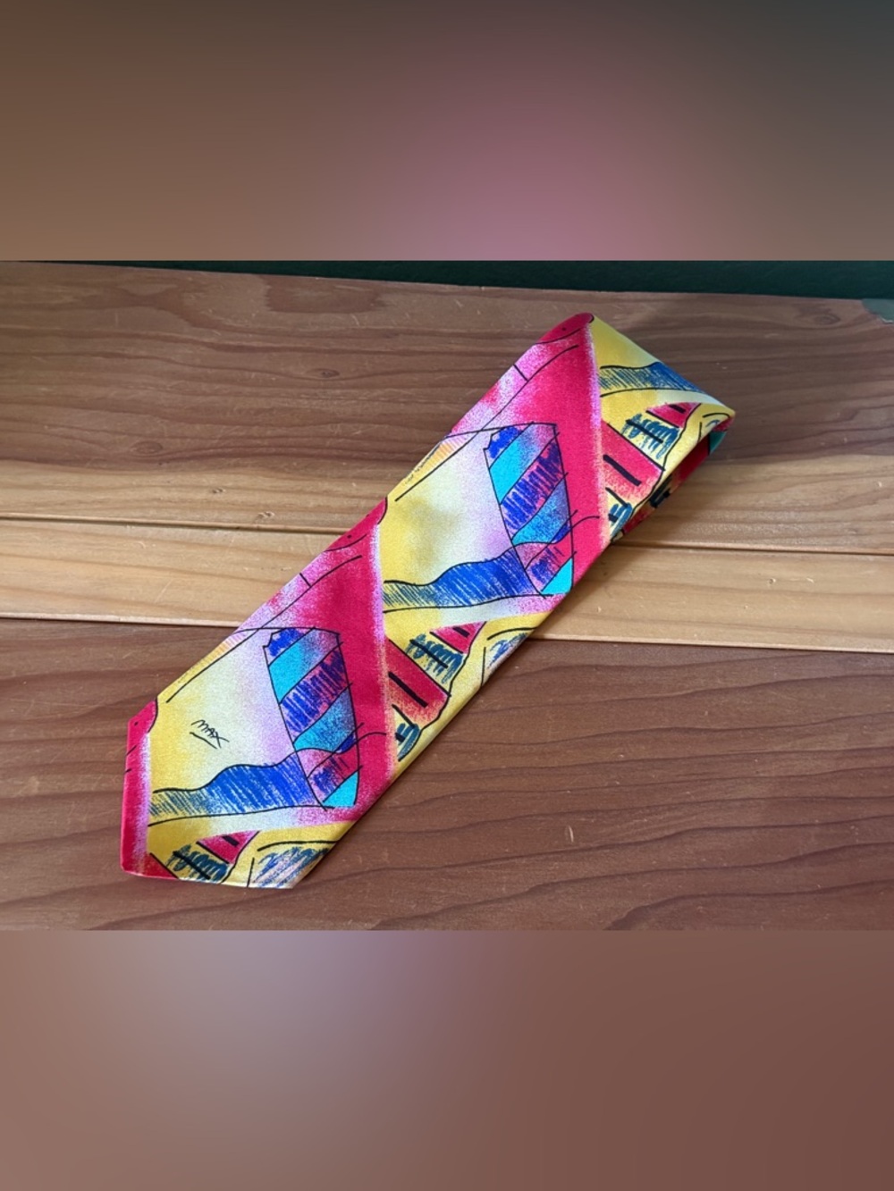 Peter Max Style Neomax Silk Tie Pop Art Abstract USA 56x4